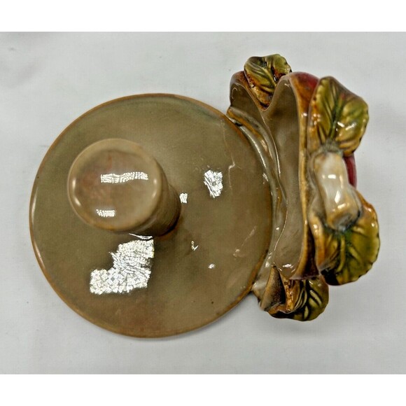 VTG Glazed Ceramic Standing Paper Towel Holder~ Red Apples~ Country Farm Counter - Picture 6 of 9